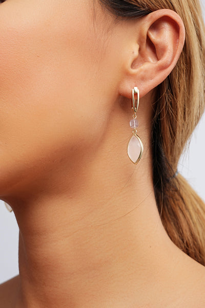 Alina Pink Quartz Drop Earrings