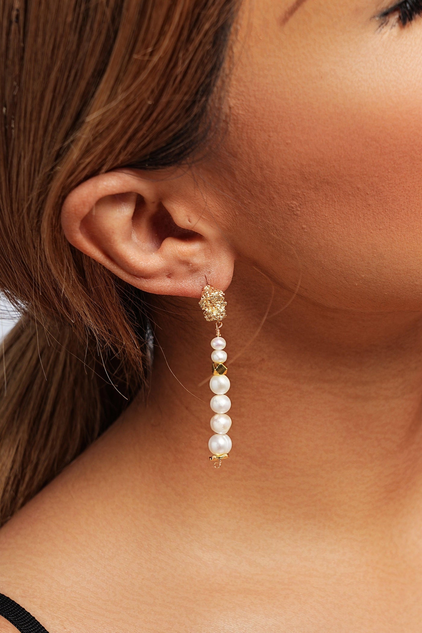 Anastasia Gold Dipped Pearl Earrings