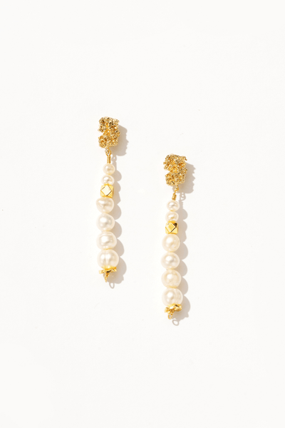 Anastasia Gold Dipped Pearl Earrings