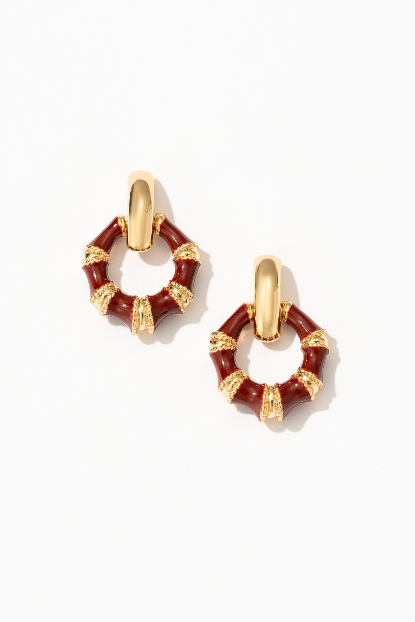 Ankola Red Hoop Stud Earrings