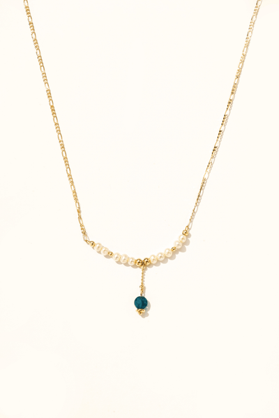 Apatite Drop Pearl Beaded Necklace