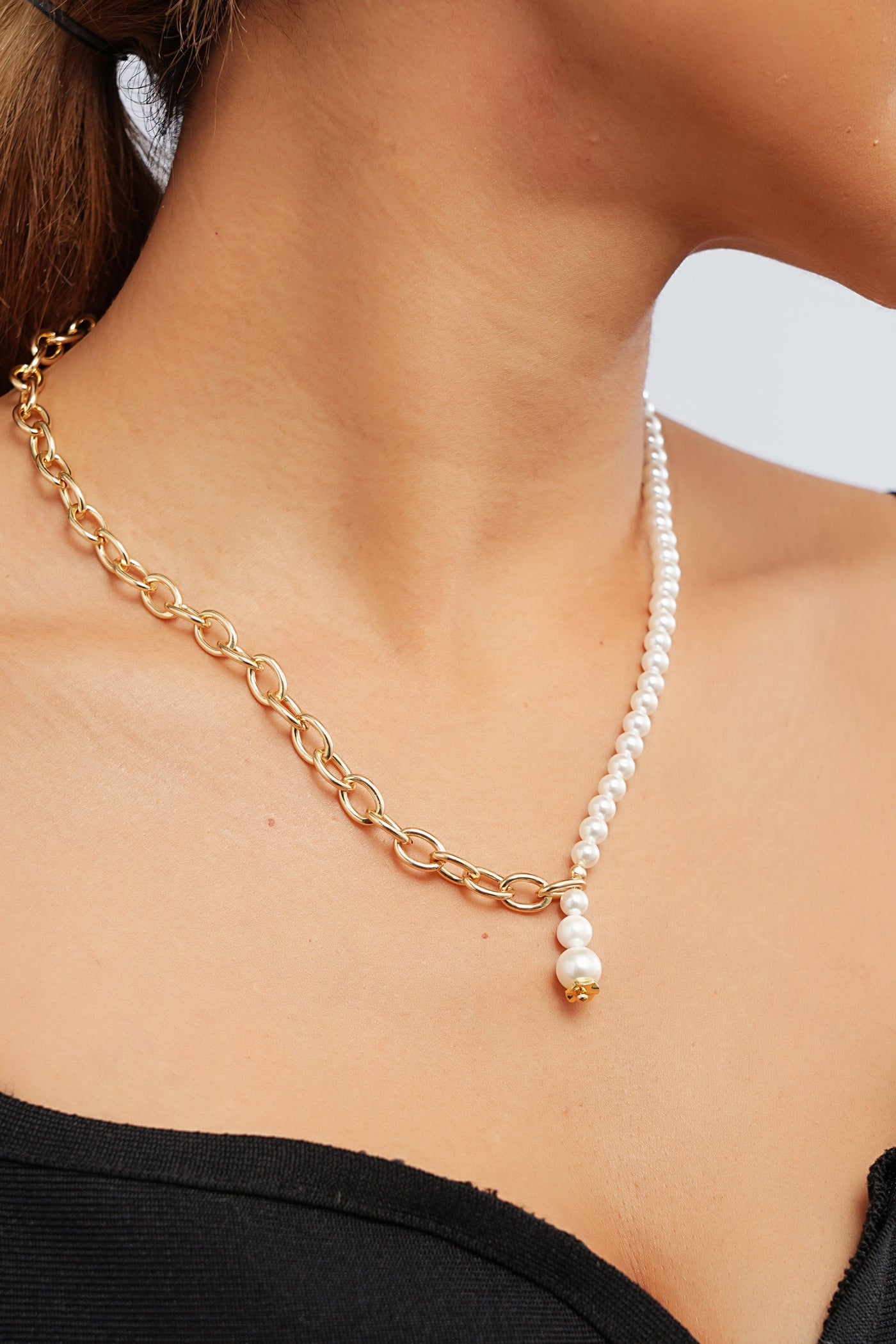 Arabella Chain Pearl Drop Necklace