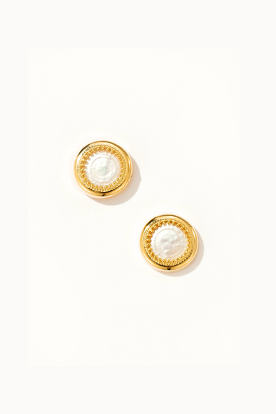 Baroque Button Pearl Stud Earrings