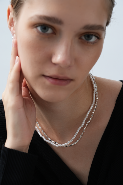 Baroque Pearl Silver Wrapped Necklace