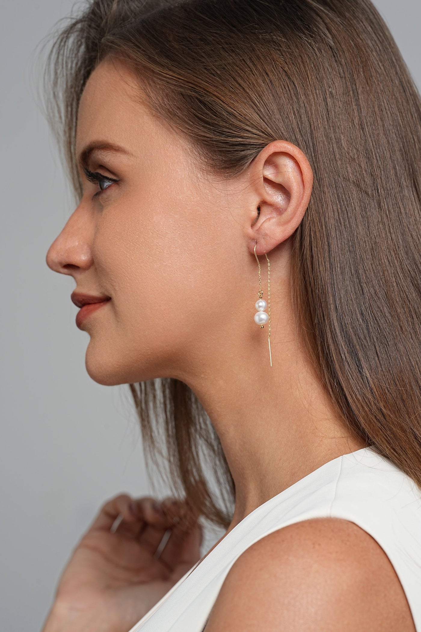 Bella Pearl Threader Earrings