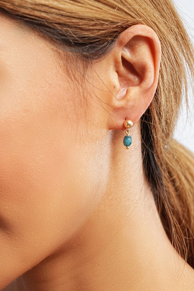 Classic Gem Tiny Drop Earrings Apatite