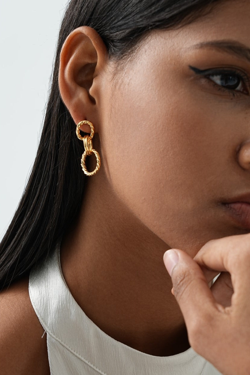 Cyra Trio Hoop Drop Earrings