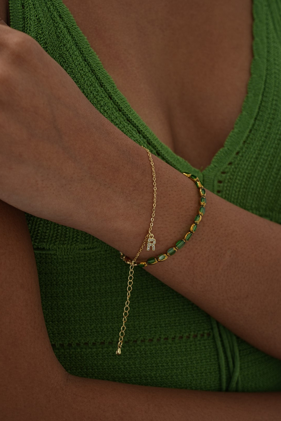 Glimmer Chain Bracelet Green