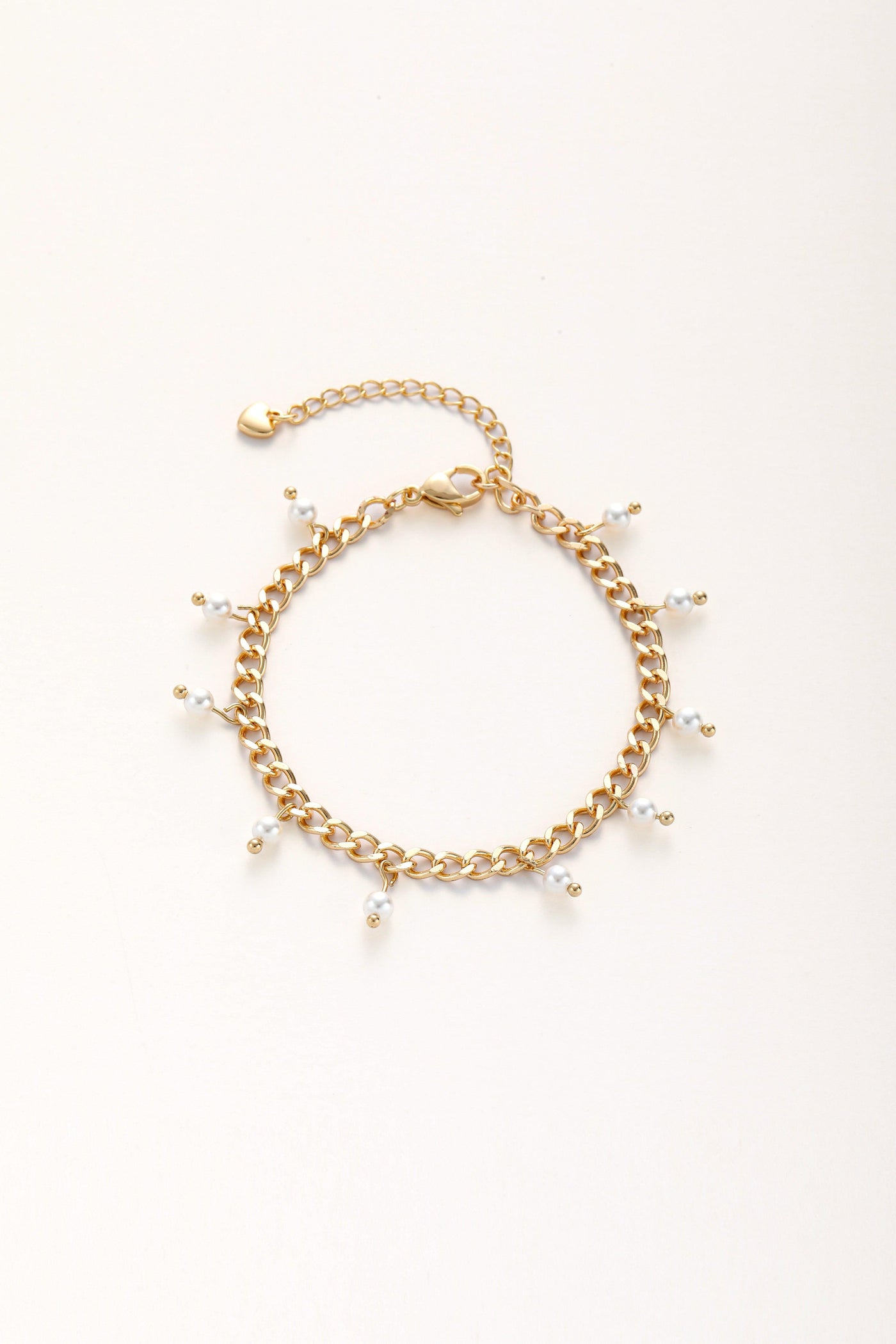 Dainty Pearl Charms Chain Bracelet