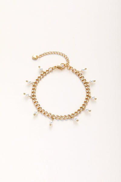 Dainty Pearl Charms Chain Bracelet