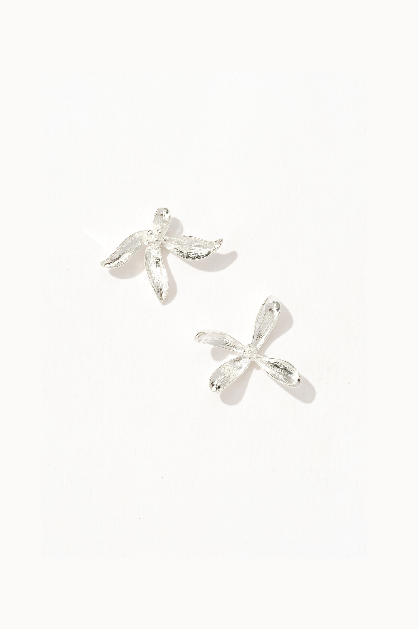 Dainty Silver Floral Stud Earrings