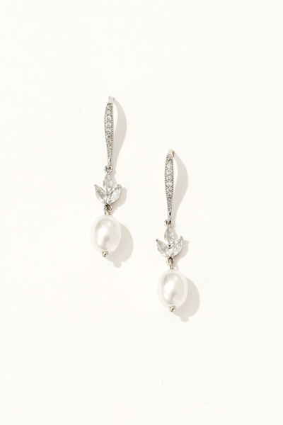 Elysian Silver Pearl Drop Earrings