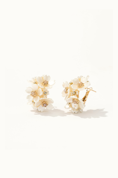 Genevieve Blooming Shell Pearl Earrings