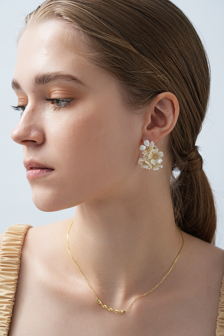 Genevieve Blooming Shell Pearl Earrings