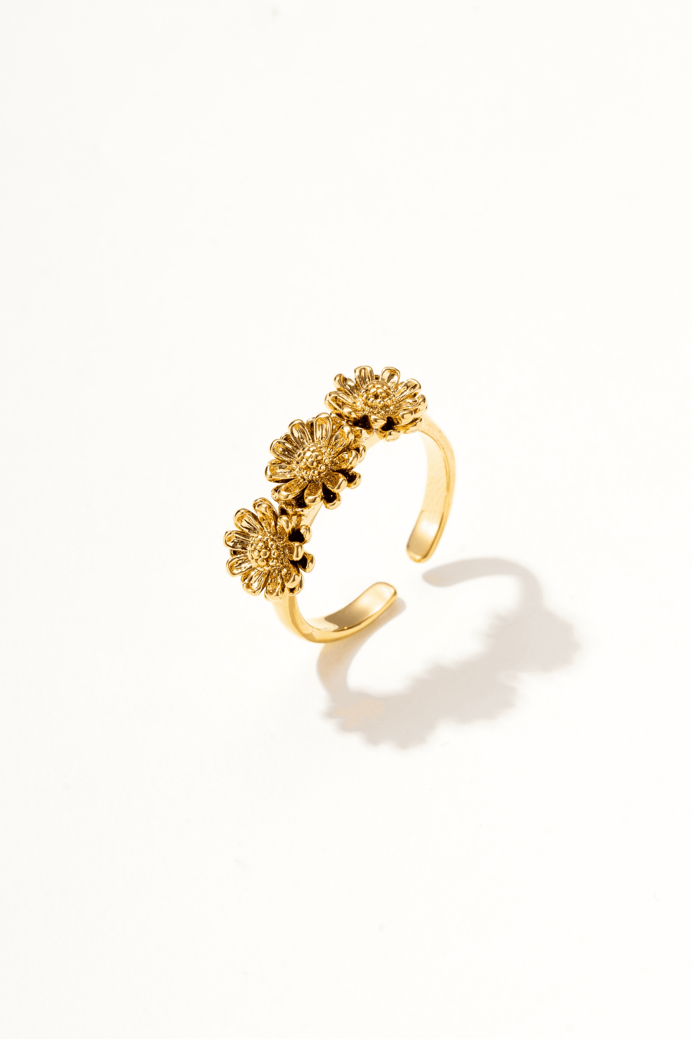 Golden Daisy Trio Adjustable Ring