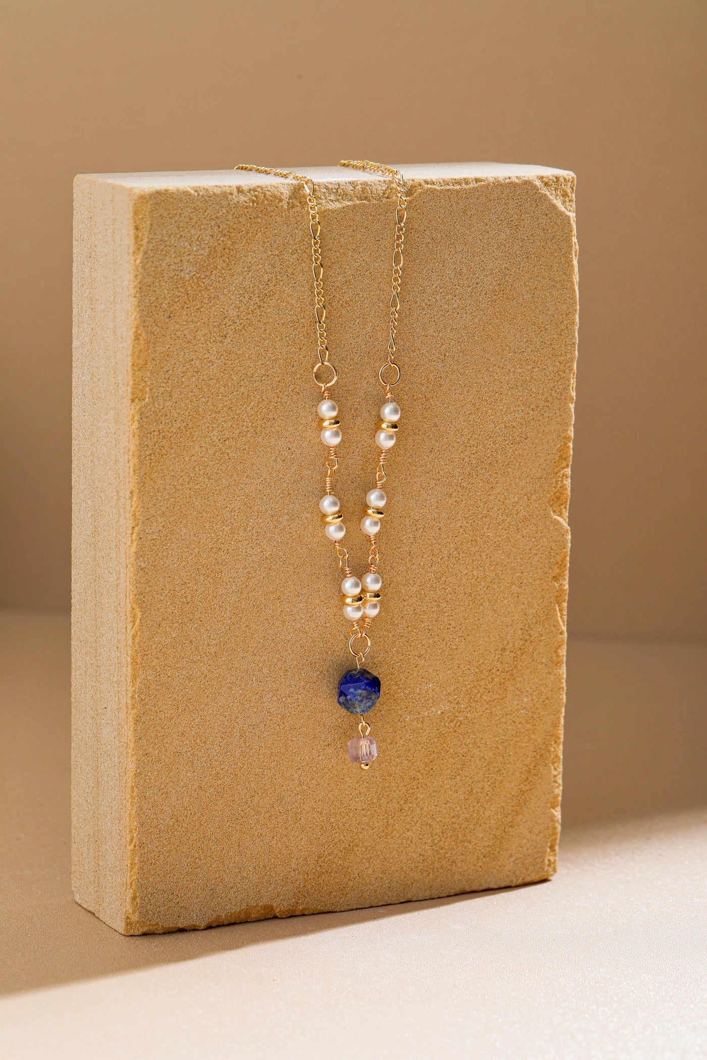 Ivory Pearl and Lapis Pendant Necklace