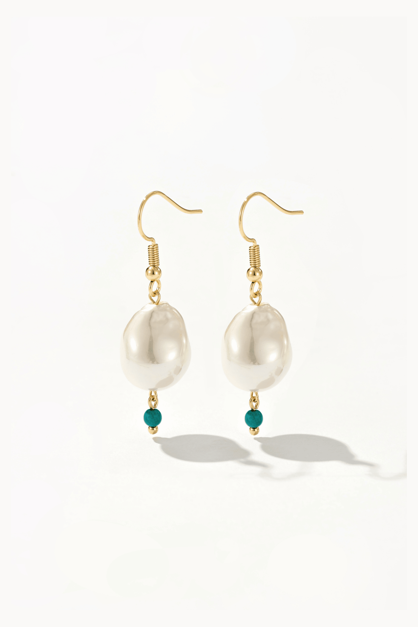 Keshi Pearl and Turquoise Drop Earrings