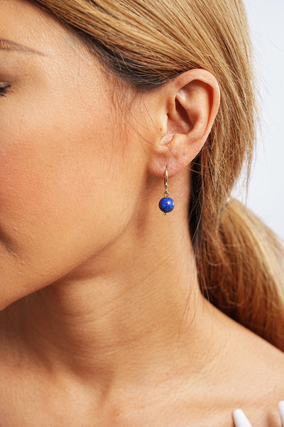 Lapis Drop Huggie Earrings