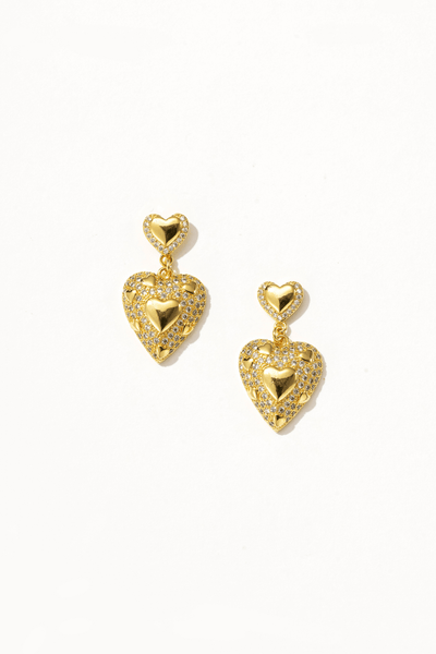 Lila Heart Drop Earrings