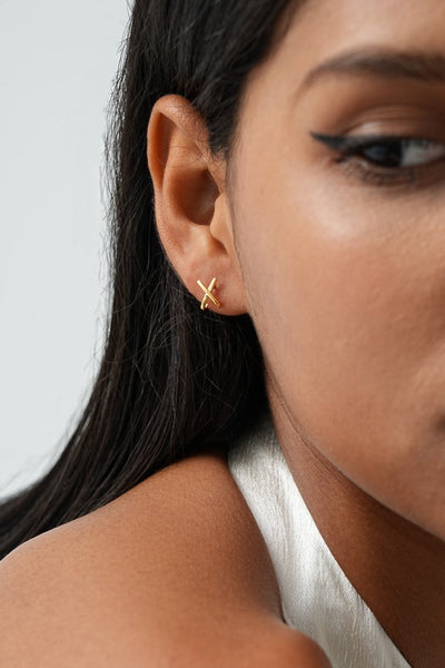 Liora X Gold Stud Earrings