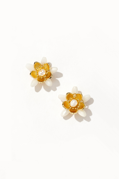 Magnolia Floral Stud Earrings