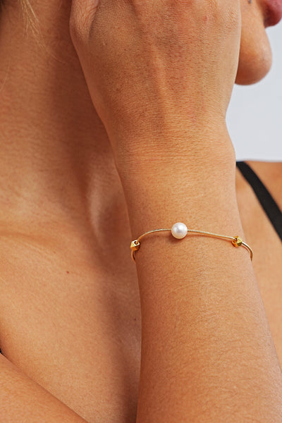 Mixed 18K Gold Pearl Bracelet