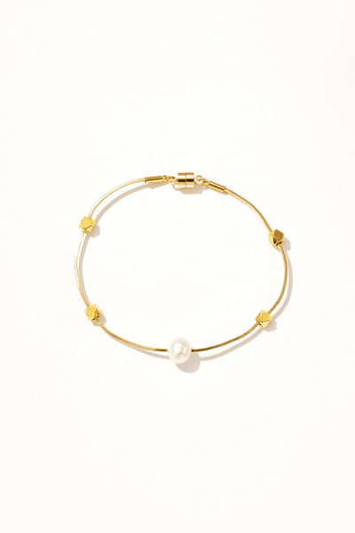 Mixed 18K Gold Pearl Bracelet