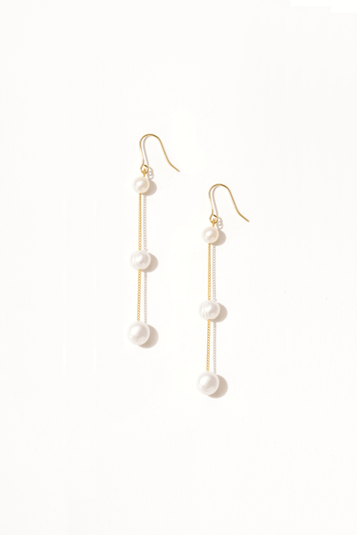 Tiered Pearl Drop Shoulder Duster Earrings