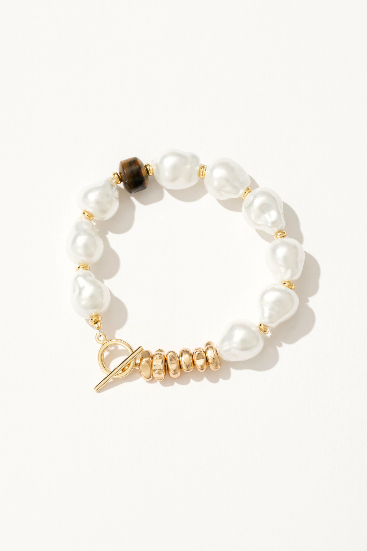 Tiger's Eye Statement Pearl Bracelet