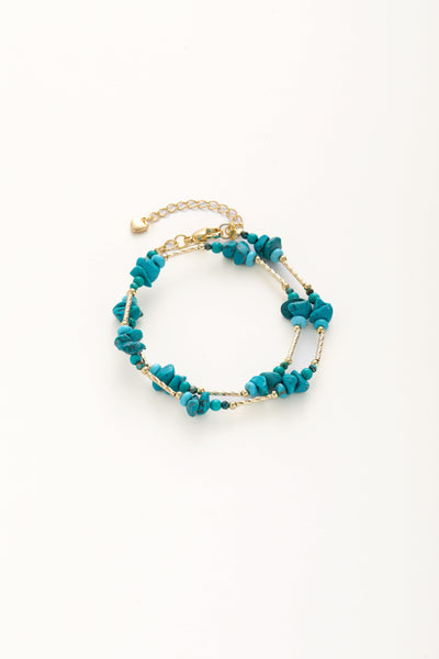 Turquoise Duo Strand Wrap Bracelet