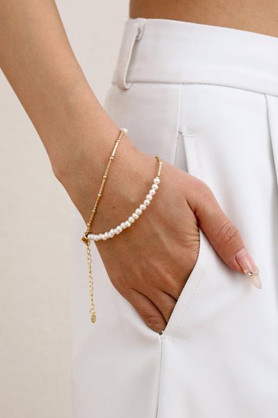 Twin Strand Pearl Beaded Bracelet