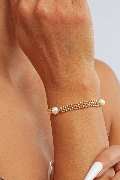 Woven Gold with Pearl Bracelet