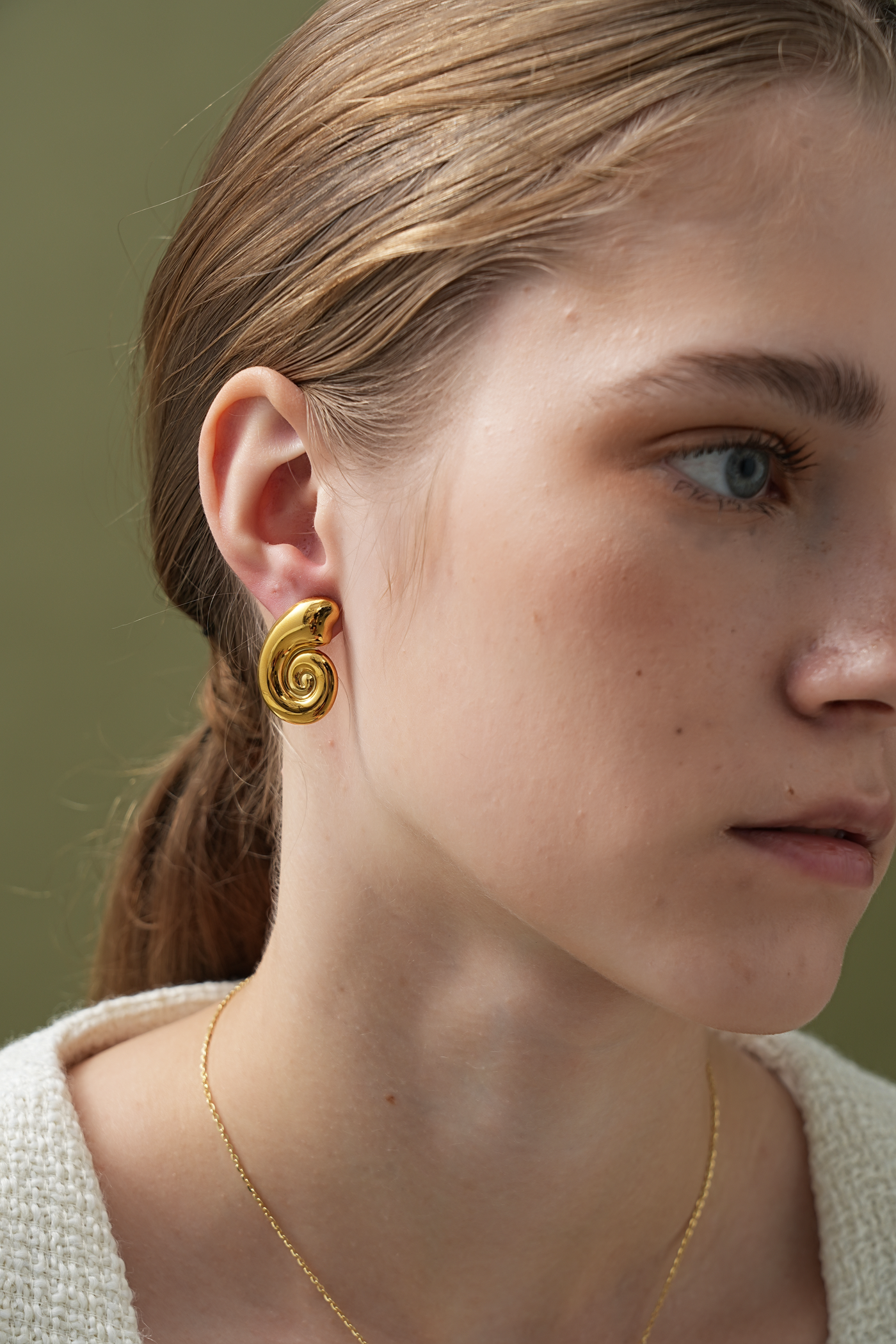 Marine Muse Gold Stud Earrings