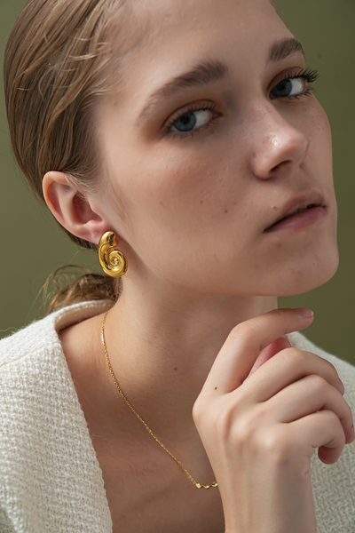 Marine Muse Gold Stud Earrings