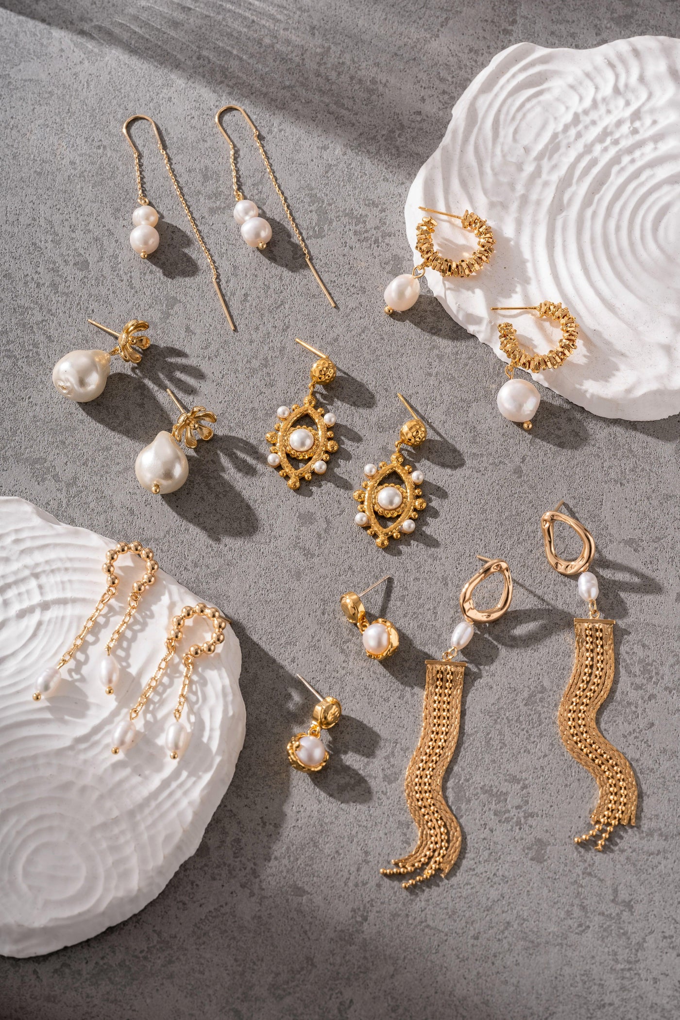 Pearl and 18K Gold Tassel Earrings